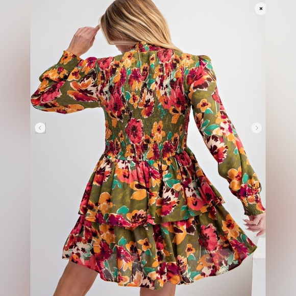 Easel Floral Long Sleeve Dress - Picture 3 of 7